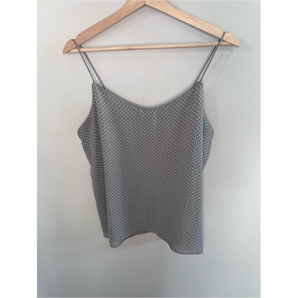 New York & Company Grey Polka Dot Spaghetti Strap‎ Camisole Top Large